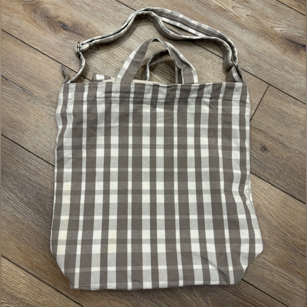 BAGGU Duck Bag - Taupe Plaid - Convertible Tote